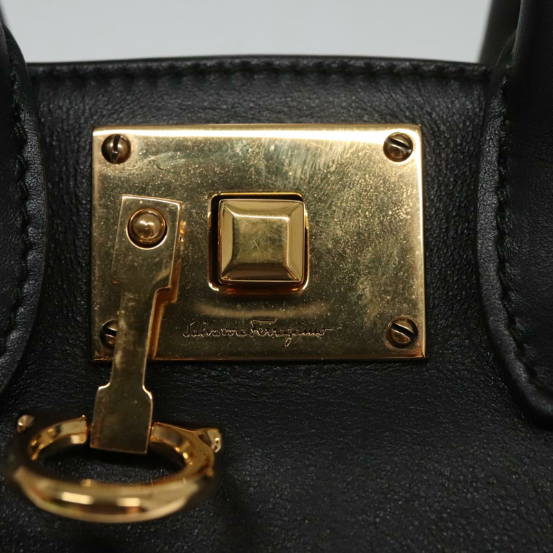 【日本直送】Salvatore Ferragamo Gancini 帆布皮革兩用包 白色 黑色 正品 104438V-8