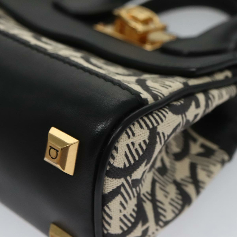 【日本直送】Salvatore Ferragamo Gancini 帆布皮革兩用包 白色 黑色 正品 104438V-15