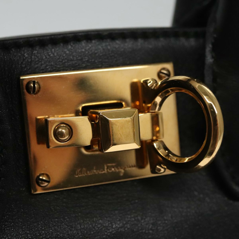 【日本直送】Salvatore Ferragamo Gancini 帆布皮革兩用包 白色 黑色 正品 104438V-19