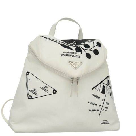 PRADA 雙肩包 尼龍 白色 銀色 正品 105813SAV