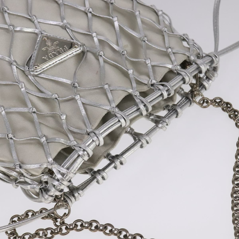 【日本直送】PRADA 鏈條單肩包 緞面銀色 正品 108034SAV-5