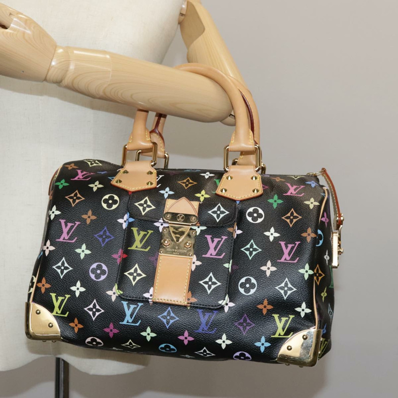 【日本直送】路易威登 Monogram Multicolor Speedy 30 手提包 黑色 M92642 正品 107987SAM-26