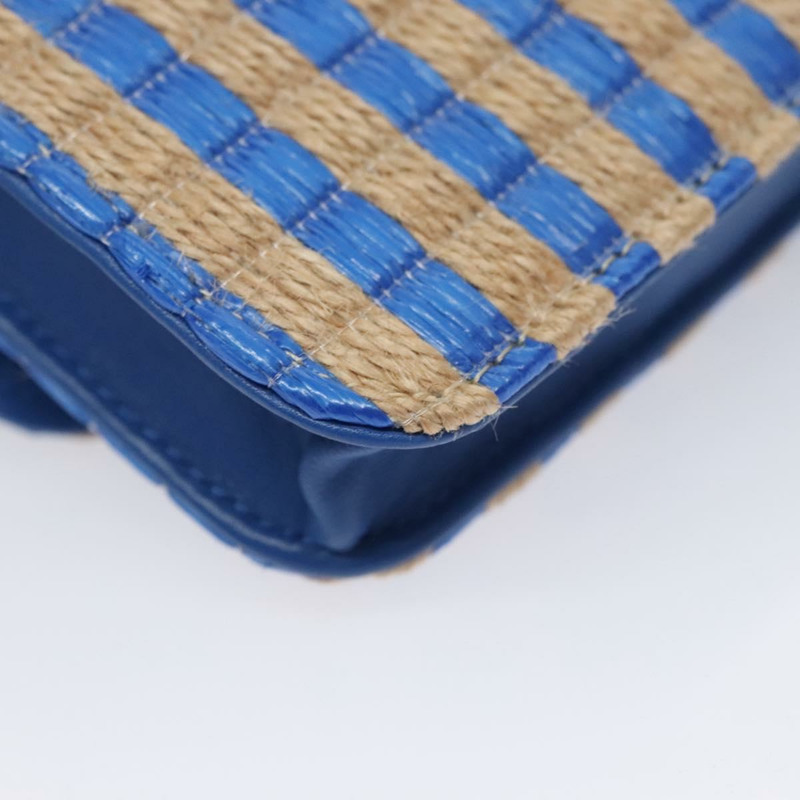 【日本直送】香奈兒鏈單背包，拉菲草編織，藍色，CC標誌，正品編號115347SAM-17