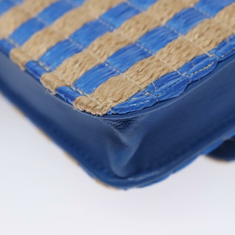 【日本直送】香奈兒鏈單背包，拉菲草編織，藍色，CC標誌，正品編號115347SAM-18