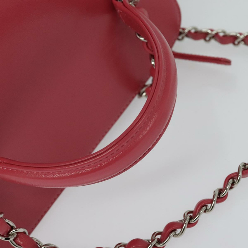 【日本直送】香奈兒 (CHANEL) 藤編化妝鏈條肩背包，粉紅色/銀色雙C標誌，正品編號 114200SAM-6