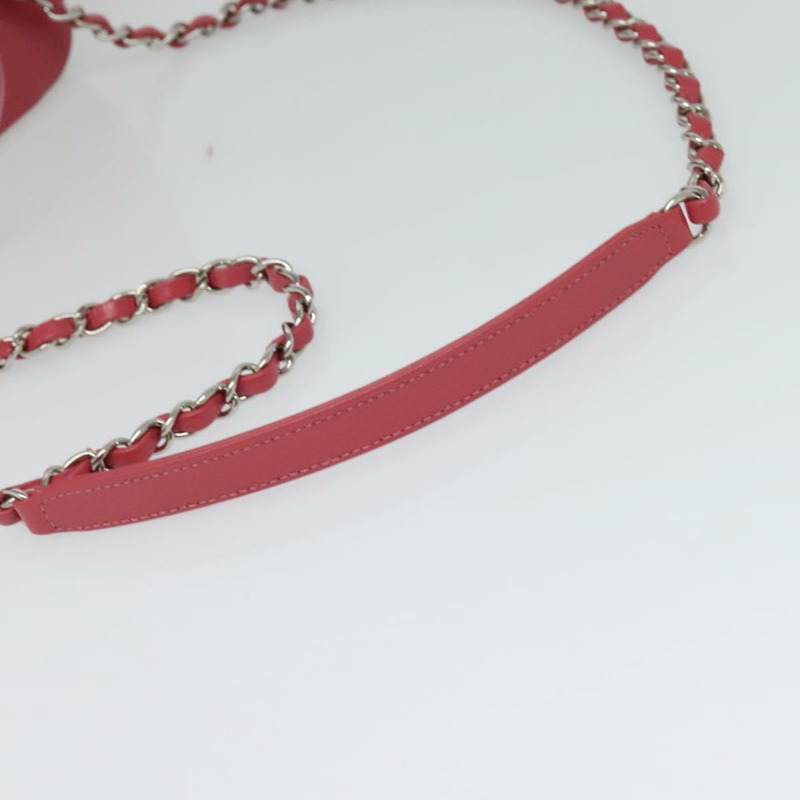 【日本直送】香奈兒 (CHANEL) 藤編化妝鏈條肩背包，粉紅色/銀色雙C標誌，正品編號 114200SAM-7