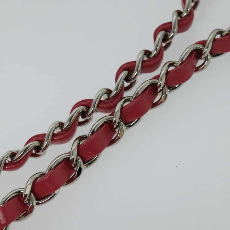 【日本直送】香奈兒 (CHANEL) 藤編化妝鏈條肩背包，粉紅色/銀色雙C標誌，正品編號 114200SAM-8