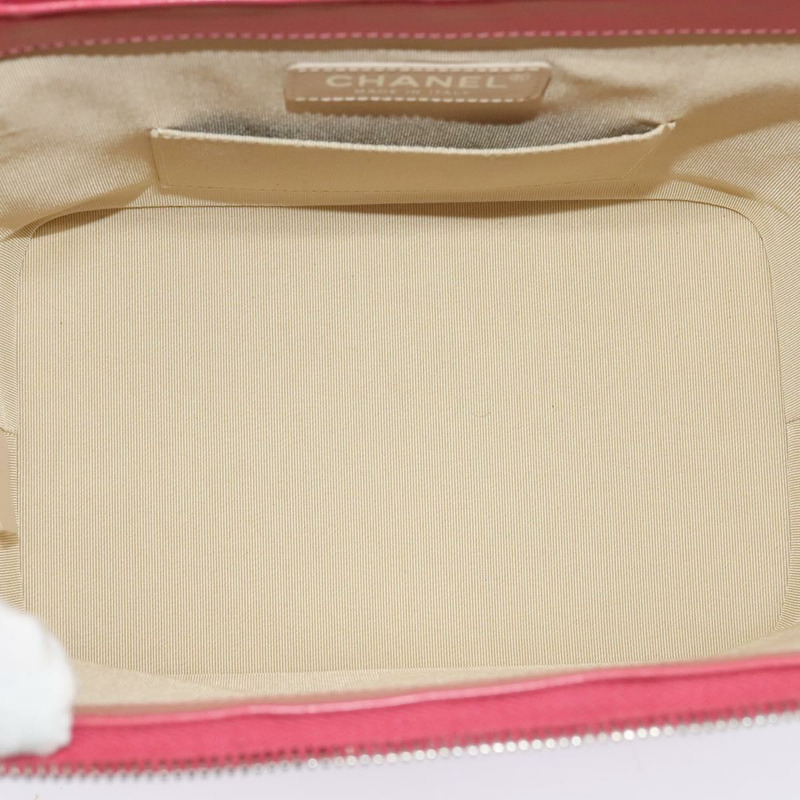 【日本直送】香奈兒 (CHANEL) 藤編化妝鏈條肩背包，粉紅色/銀色雙C標誌，正品編號 114200SAM-9