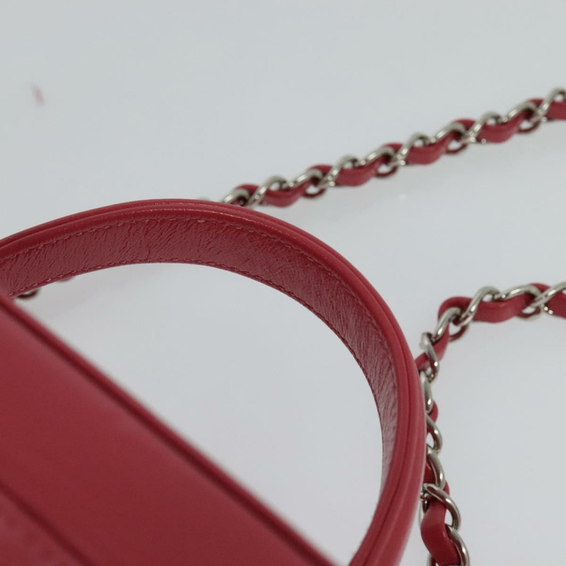 【日本直送】香奈兒 (CHANEL) 藤編化妝鏈條肩背包，粉紅色/銀色雙C標誌，正品編號 114200SAM-13