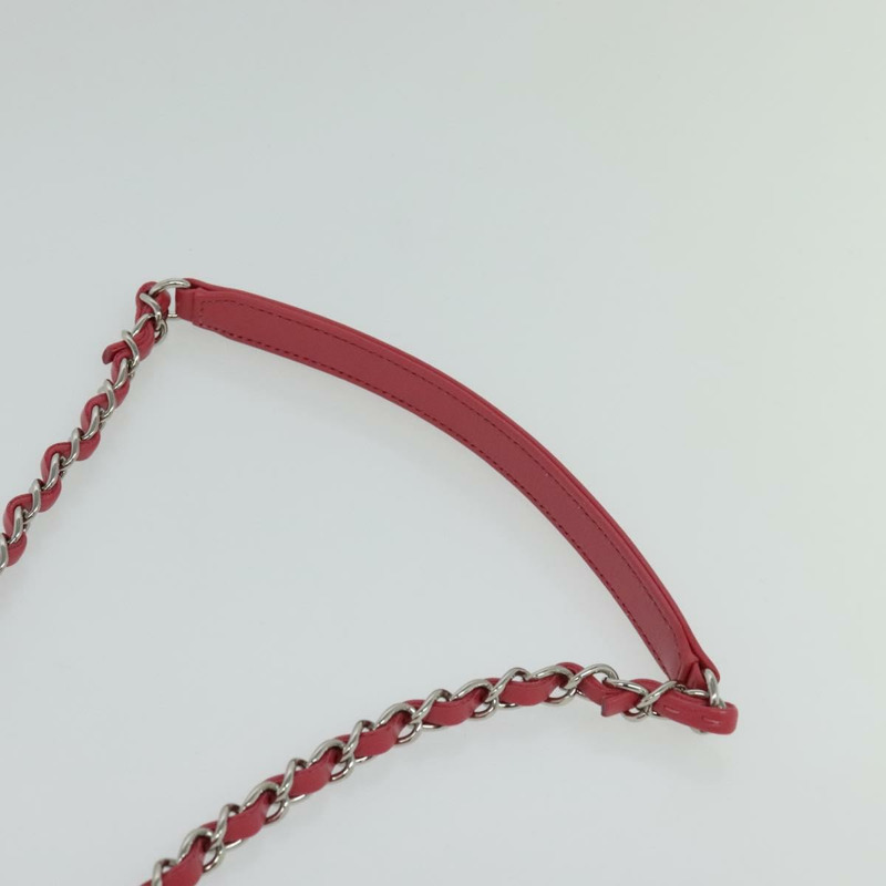 【日本直送】香奈兒 (CHANEL) 藤編化妝鏈條肩背包，粉紅色/銀色雙C標誌，正品編號 114200SAM-14