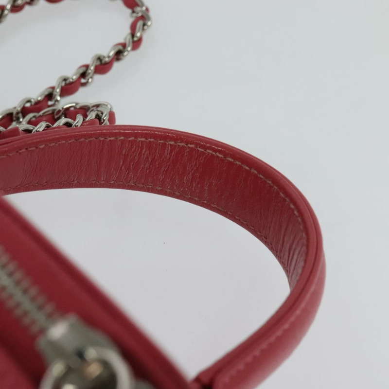 【日本直送】香奈兒 (CHANEL) 藤編化妝鏈條肩背包 2way 粉紅色 銀色 CC 標誌 Auth 114201SAM-6