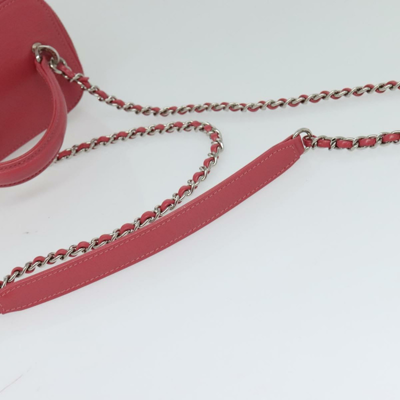 【日本直送】香奈兒 (CHANEL) 藤編化妝鏈條肩背包 2way 粉紅色 銀色 CC 標誌 Auth 114201SAM-7