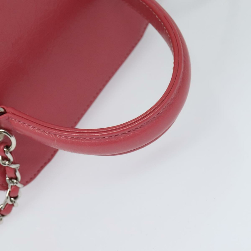 【日本直送】香奈兒 (CHANEL) 藤編化妝鏈條肩背包 2way 粉紅色 銀色 CC 標誌 Auth 114201SAM-13