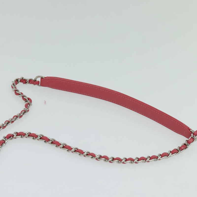 【日本直送】香奈兒 (CHANEL) 藤編化妝鏈條肩背包 2way 粉紅色 銀色 CC 標誌 Auth 114201SAM-14