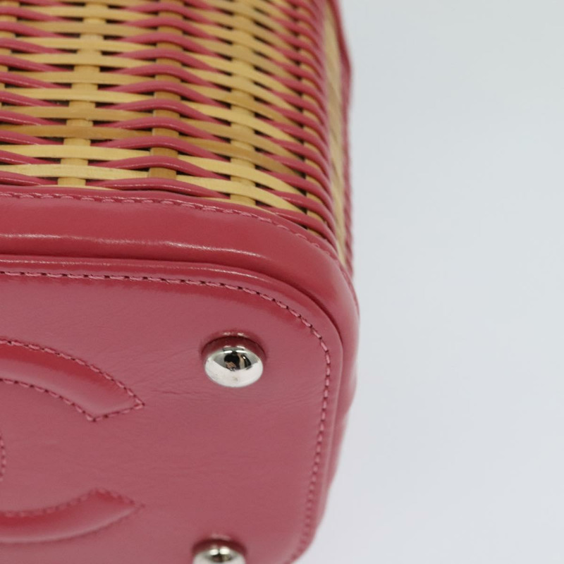 【日本直送】香奈兒 (CHANEL) 藤編化妝鏈條肩背包 2way 粉紅色 銀色 CC 標誌 Auth 114201SAM-19