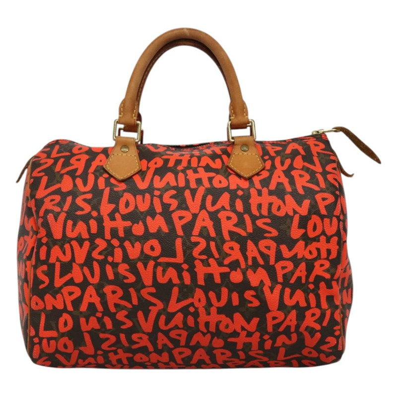 【日本直送】路易威登 Monogram Graffiti Speedy 30 手提包 橙色 M93705 LV Auth BD154M-12