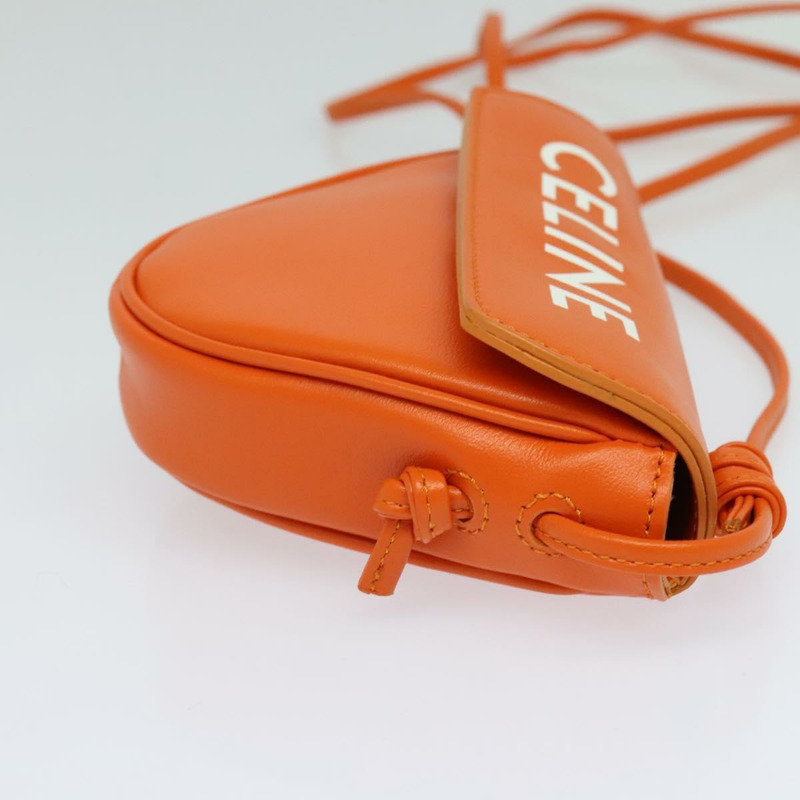 【日本直送】CELINE 三角形單背包 皮革 橘色 正品 MY058M-3