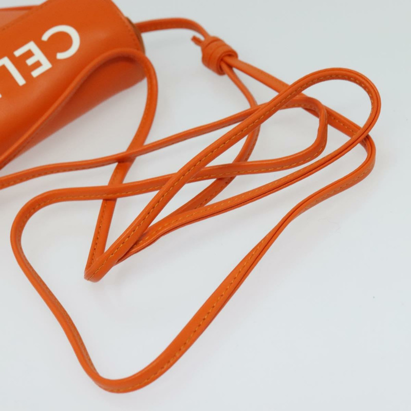 【日本直送】CELINE 三角形單背包 皮革 橘色 正品 MY058M-6