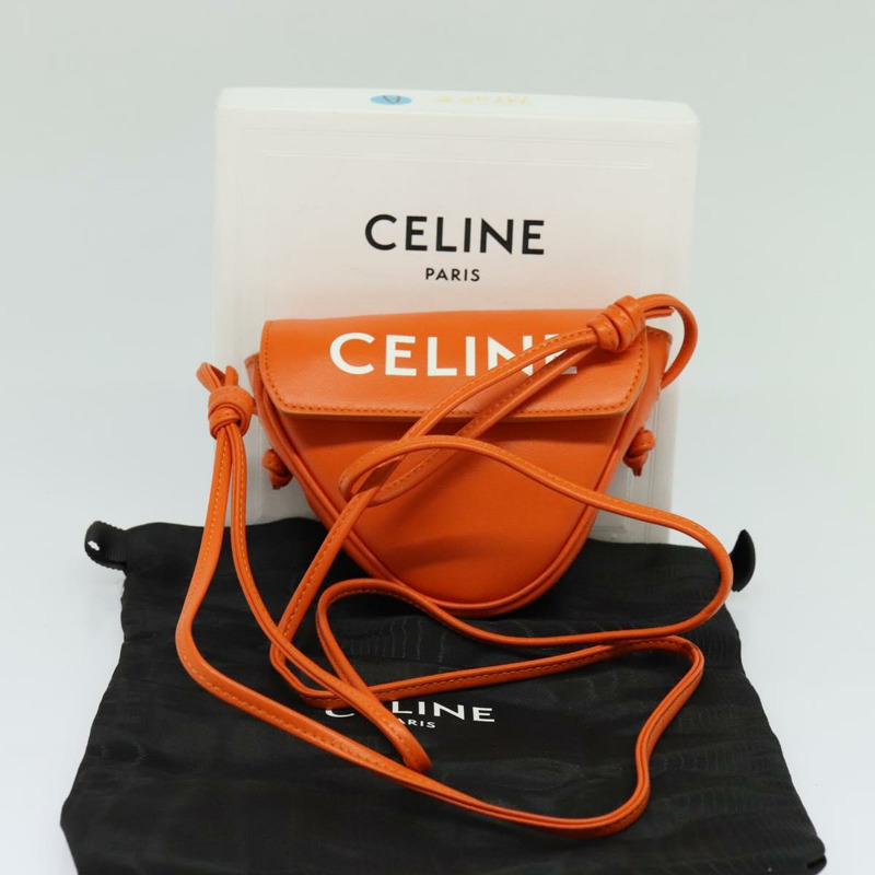 【日本直送】CELINE 三角形單背包 皮革 橘色 正品 MY058M-11