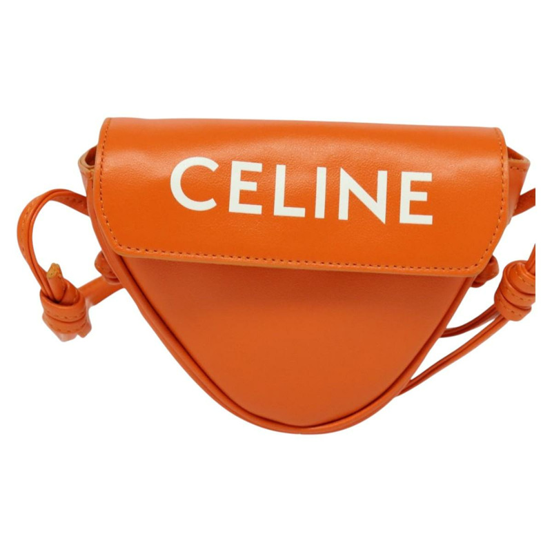 【日本直送】CELINE 三角形單背包 皮革 橘色 正品 MY058M-12