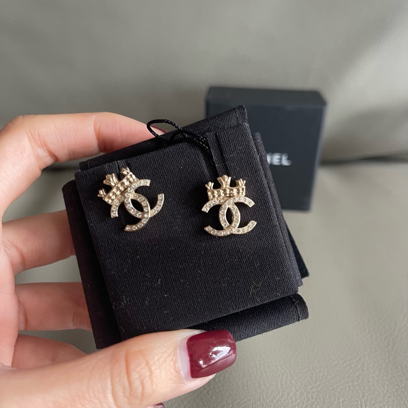 全新🖤Chanel 皇冠CC Logo Earring 耳環 耳釘 AB6662-0