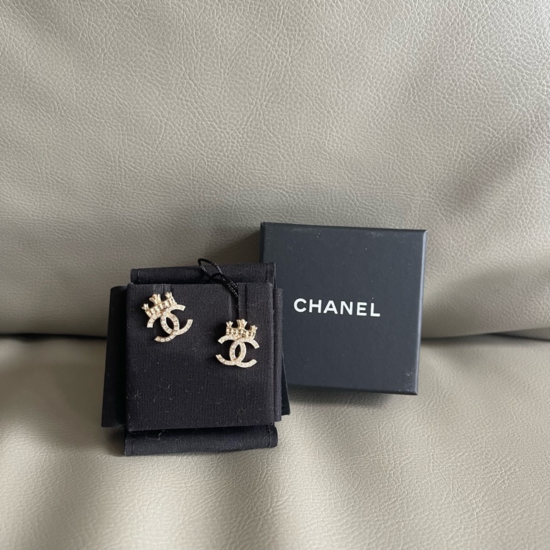 全新🖤Chanel 皇冠CC Logo Earring 耳環 耳釘 AB6662-1