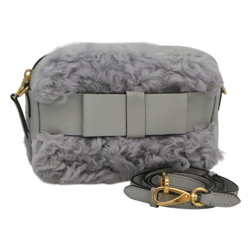 【日本直送】Miu Miu 灰色皮革肩背包 正品 BD1196V-0