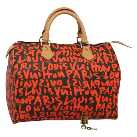 路易威登 Monogram Graffiti Speedy 30 手提包 橙色 M93705 正品 BD1094SM