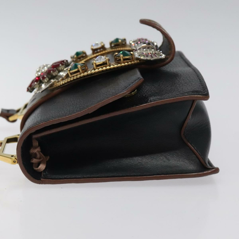 【日本直送】Miu Miu 黑色金色皮革肩背包 正品 MX101V-3