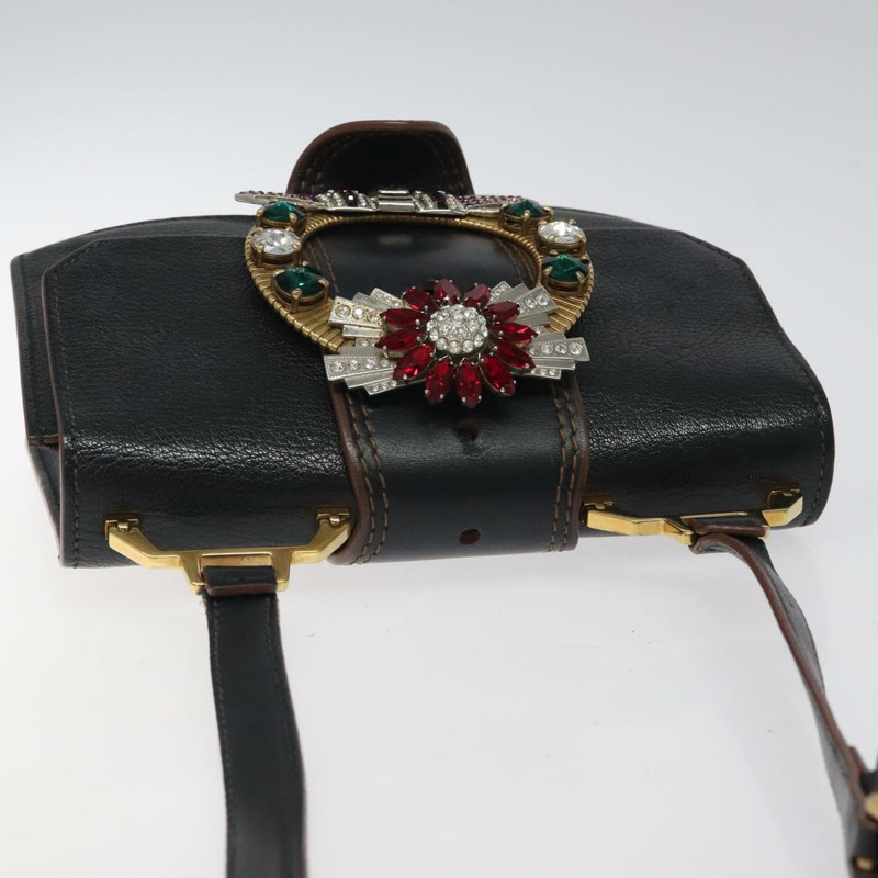 【日本直送】Miu Miu 黑色金色皮革肩背包 正品 MX101V-5