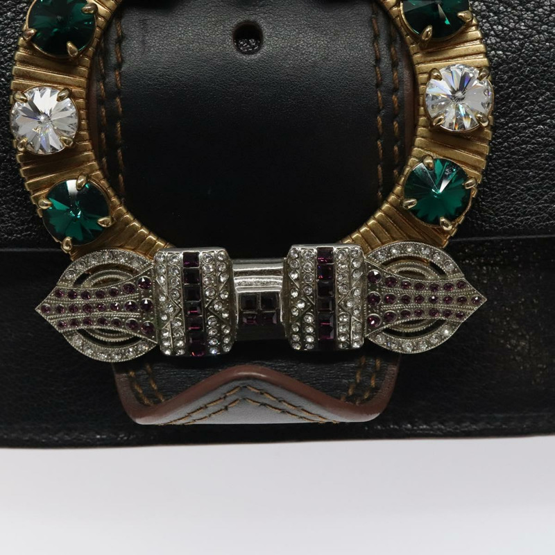 【日本直送】Miu Miu 黑色金色皮革肩背包 正品 MX101V-20