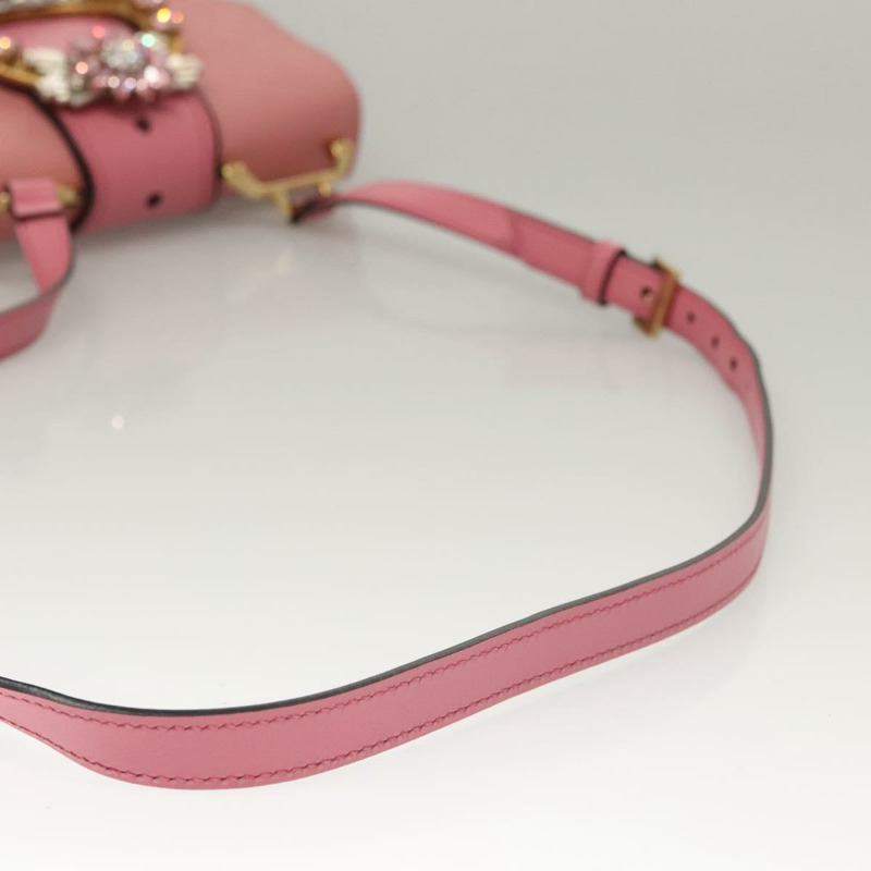 【日本直送】Miu Miu 粉紅金色皮革肩背包，正品 BD1584SAM-6