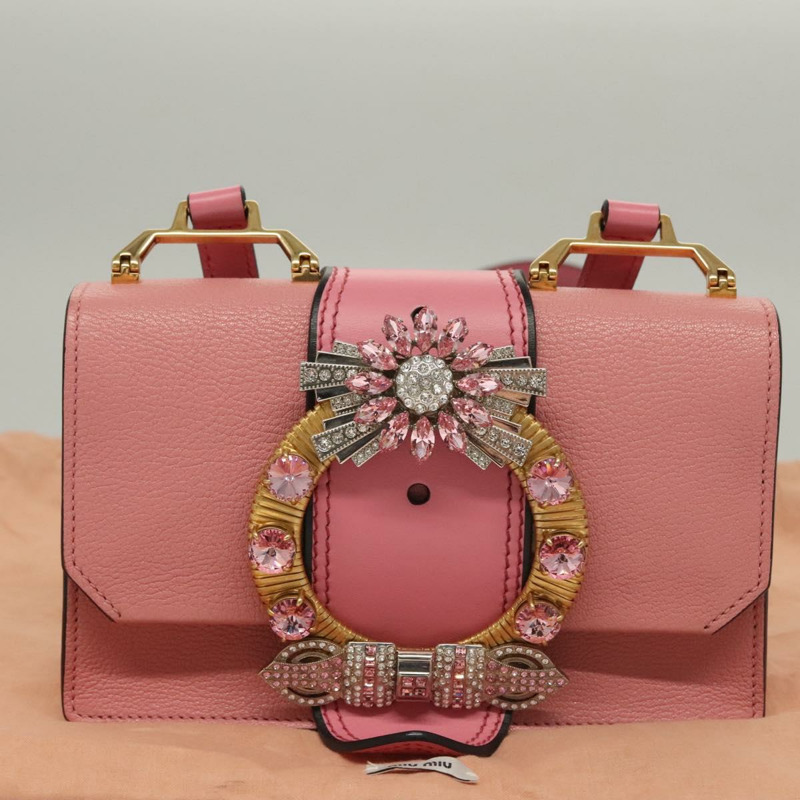【日本直送】Miu Miu 粉紅金色皮革肩背包，正品 BD1584SAM-11