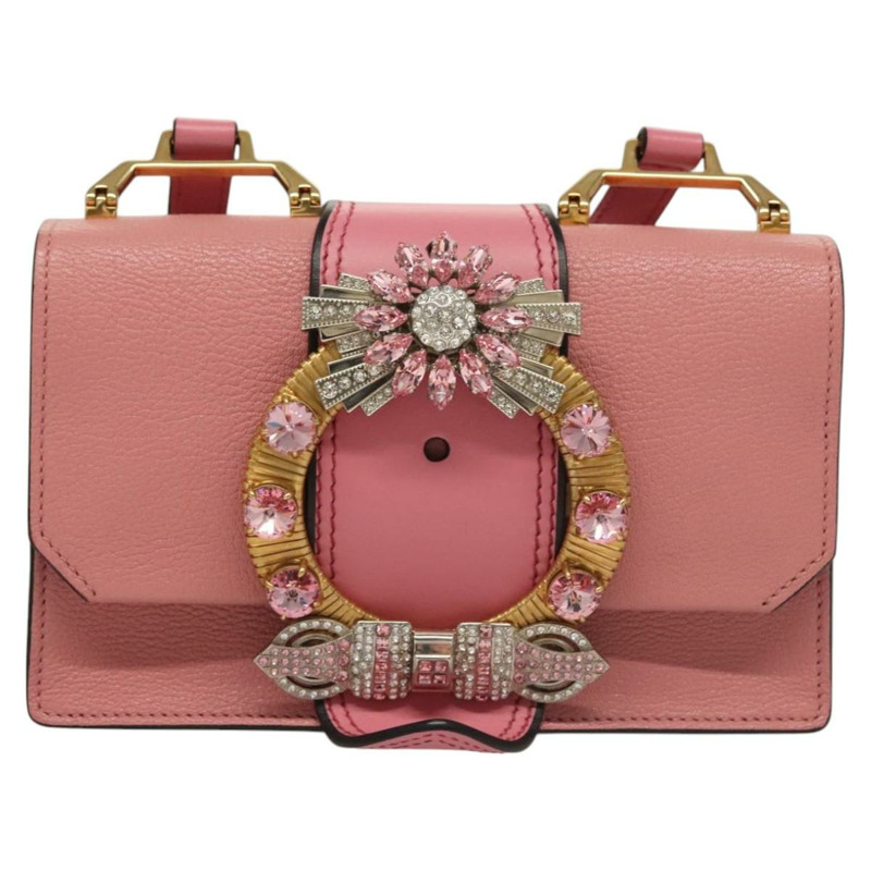 【日本直送】Miu Miu 粉紅金色皮革肩背包，正品 BD1584SAM-12