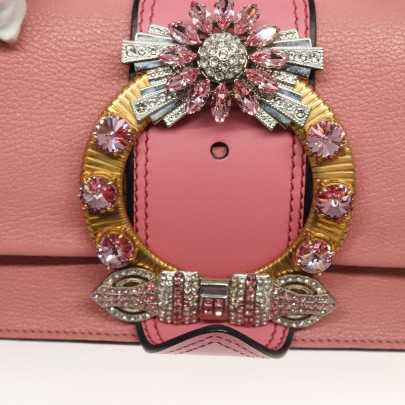 【日本直送】Miu Miu 粉紅金色皮革肩背包，正品 BD1584SAM-18