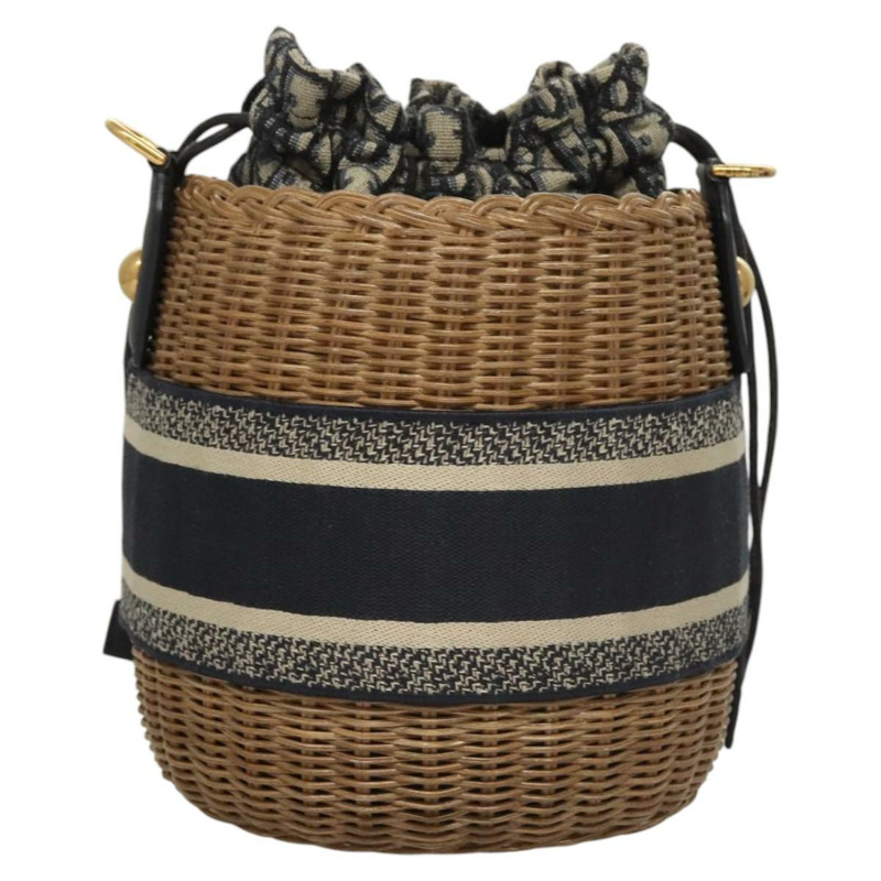 【日本直送】Christian Dior Oblique 藤編單肩包，藤條材質，海軍藍、棕色、金色，正品 BA1114SAM-1