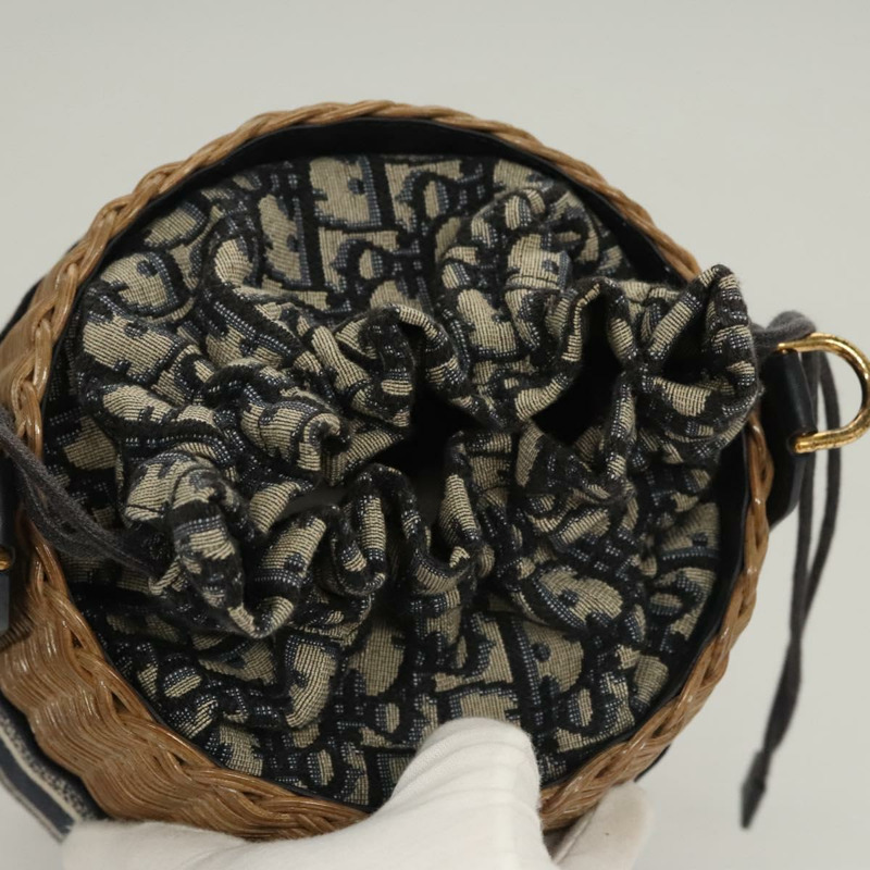 【日本直送】Christian Dior Oblique 藤編單肩包，藤條材質，海軍藍、棕色、金色，正品 BA1114SAM-5