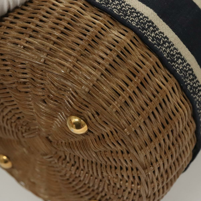 【日本直送】Christian Dior Oblique 藤編單肩包，藤條材質，海軍藍、棕色、金色，正品 BA1114SAM-16