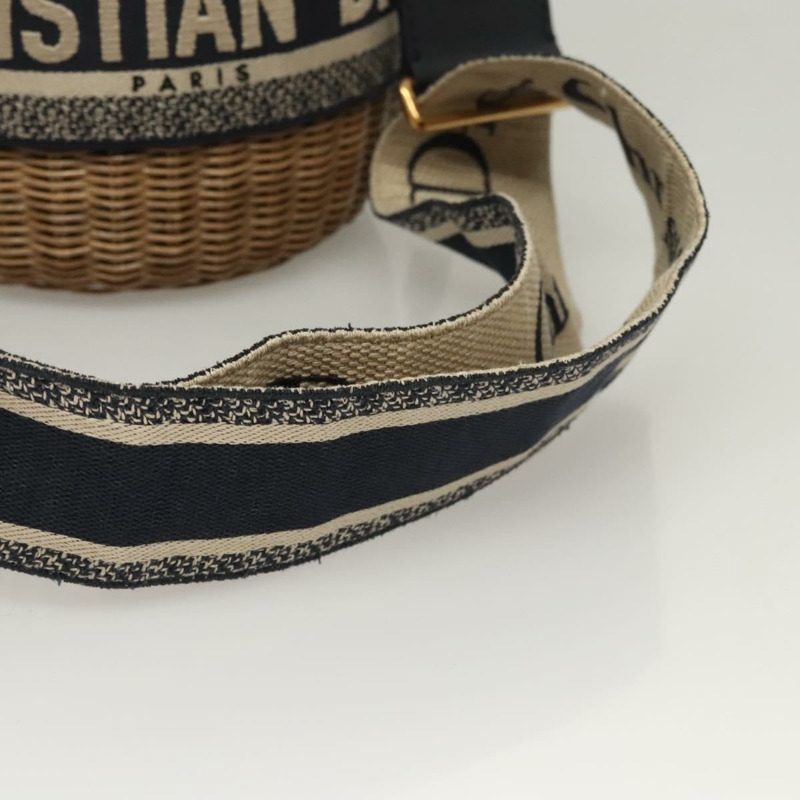 【日本直送】Christian Dior Oblique 藤編單肩包，藤條材質，海軍藍、棕色、金色，正品 BA1114SAM-21