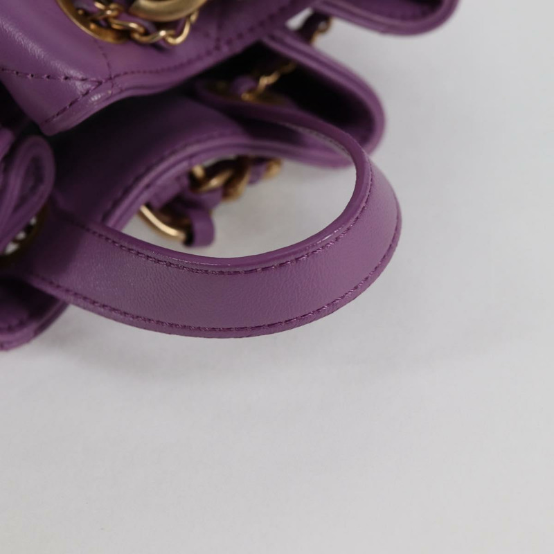 【日本直送】香奈兒鏈條絎縫雙肩包，羊皮材質，紫色，CC標誌，正品 BA1260SM-13