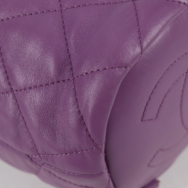 【日本直送】香奈兒鏈條絎縫雙肩包，羊皮材質，紫色，CC標誌，正品 BA1260SM-17