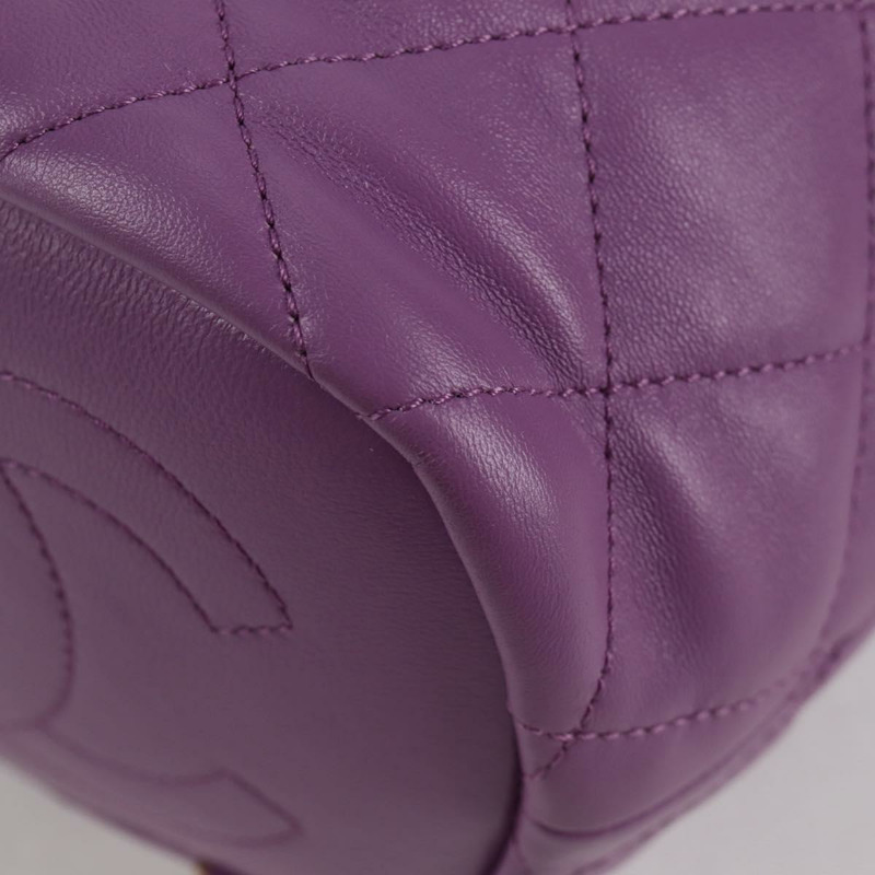 【日本直送】香奈兒鏈條絎縫雙肩包，羊皮材質，紫色，CC標誌，正品 BA1260SM-18