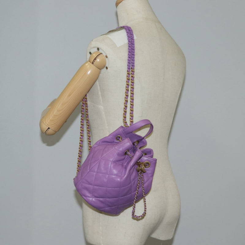 【日本直送】香奈兒鏈條絎縫雙肩包，羊皮材質，紫色，CC標誌，正品 BA1260SM-29