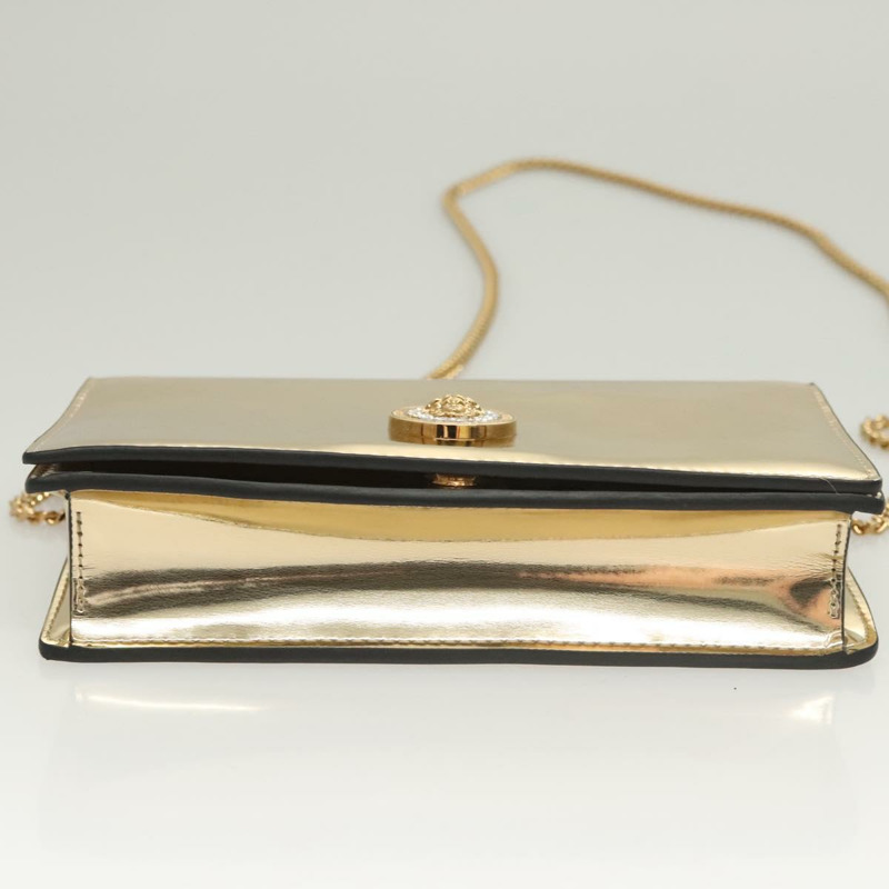 【日本直送】范思哲 (VERSACE) 鏈條單肩包 漆皮 金色 正品 BA1306M-4