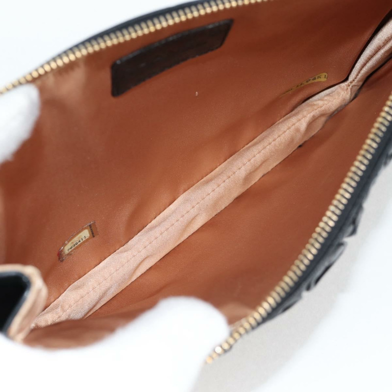 【日本直送】香奈兒 (CHANEL) 鏈條褶皺手提包，羊皮材質，黑色，金色雙C標誌，正品編號 yk18016M-8