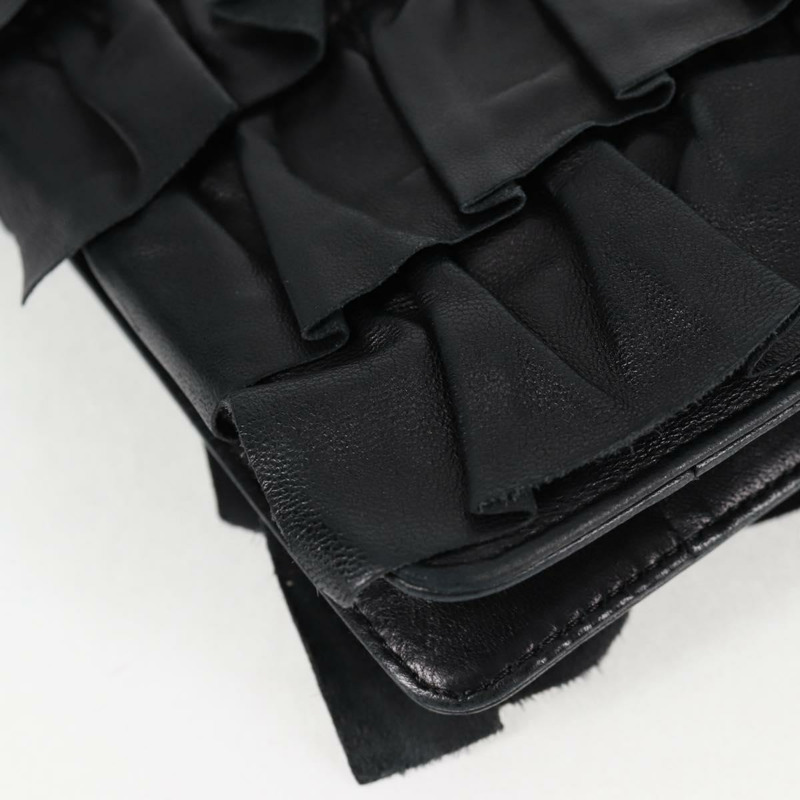 【日本直送】香奈兒 (CHANEL) 鏈條褶皺手提包，羊皮材質，黑色，金色雙C標誌，正品編號 yk18016M-15