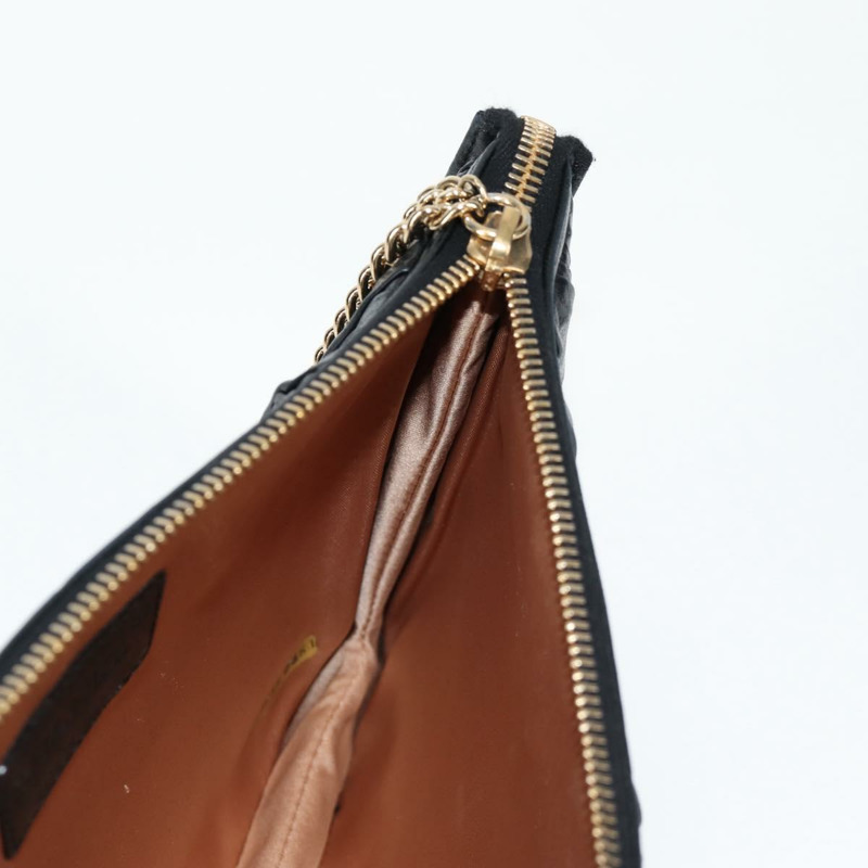 【日本直送】香奈兒 (CHANEL) 鏈條褶皺手提包，羊皮材質，黑色，金色雙C標誌，正品編號 yk18016M-22