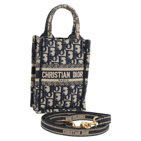 Christian Dior Trotter 帆布豎款 Book Tote 迷你手提包 海軍藍 正品 120170M