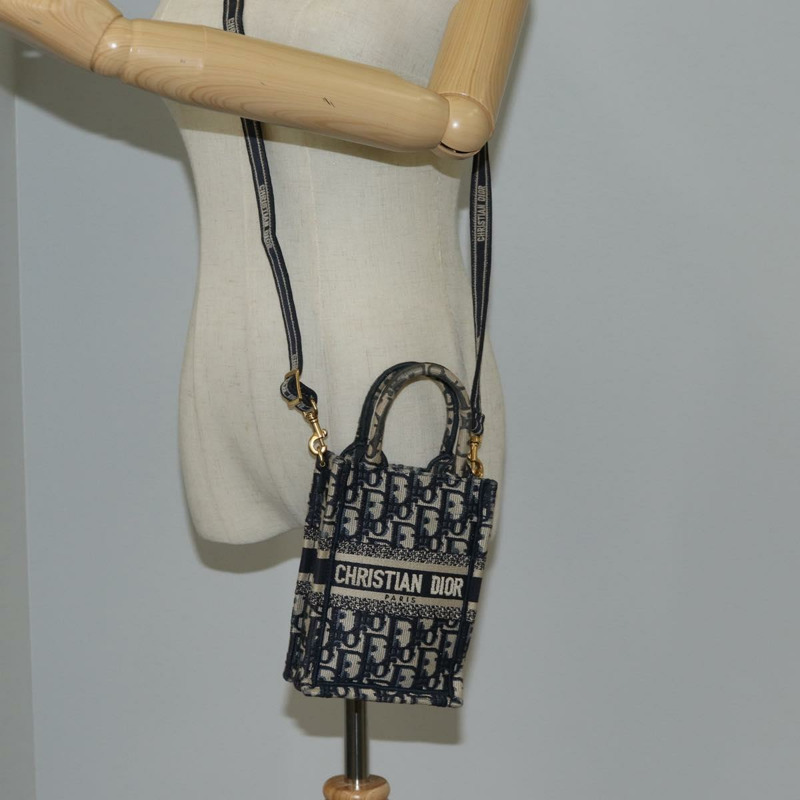 【日本直送】Christian Dior Trotter 帆布豎款 Book Tote 迷你手提包 海軍藍 正品 120170M-22