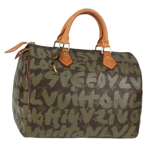 路易威登 Monogram Graffiti Speedy 30 手袋 綠卡其色 M92194 LV Auth MX114SAM